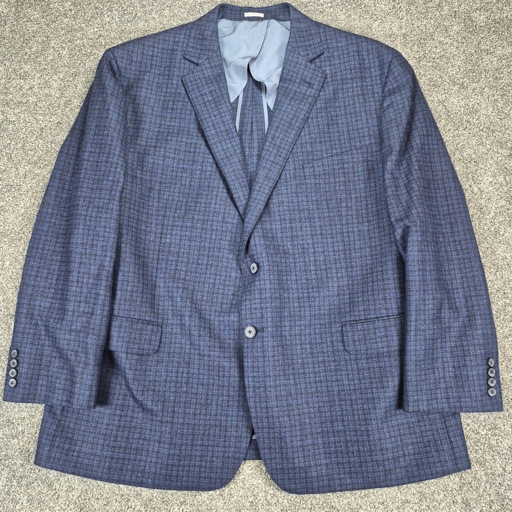 Joseph Abboud Blazer Mens 50R Blue Plaid Virgin Wool Lanificio di Pray - Picture 1 of 12